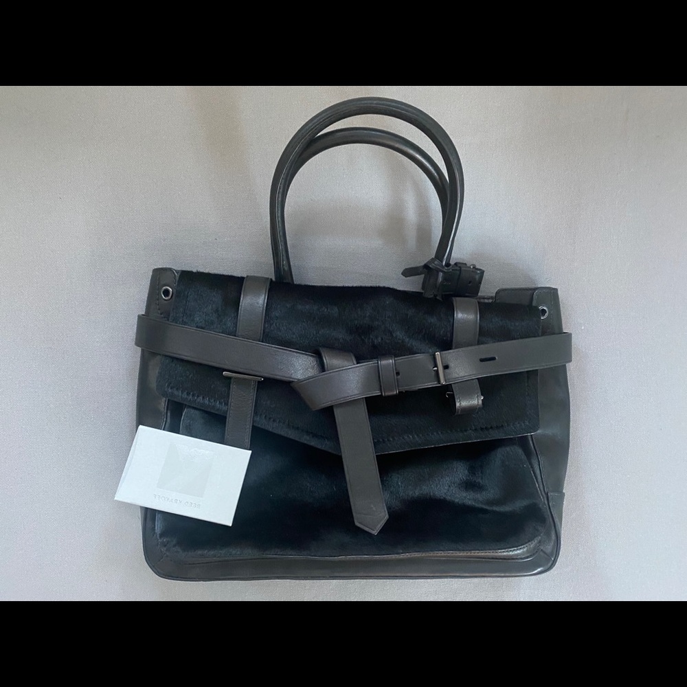 Reed Krakoff Black Pony Hair & Leather Boxer Bag